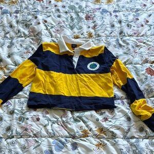 Cropped Rowing Blazers Yellow and Blue Polo Shirt with Bold Stripes